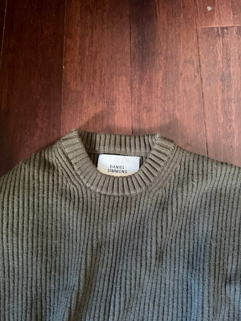 Daniel Simmons Men's Olive Green Ribbed Knit Crewneck Sweater Size L — image 3 of 3